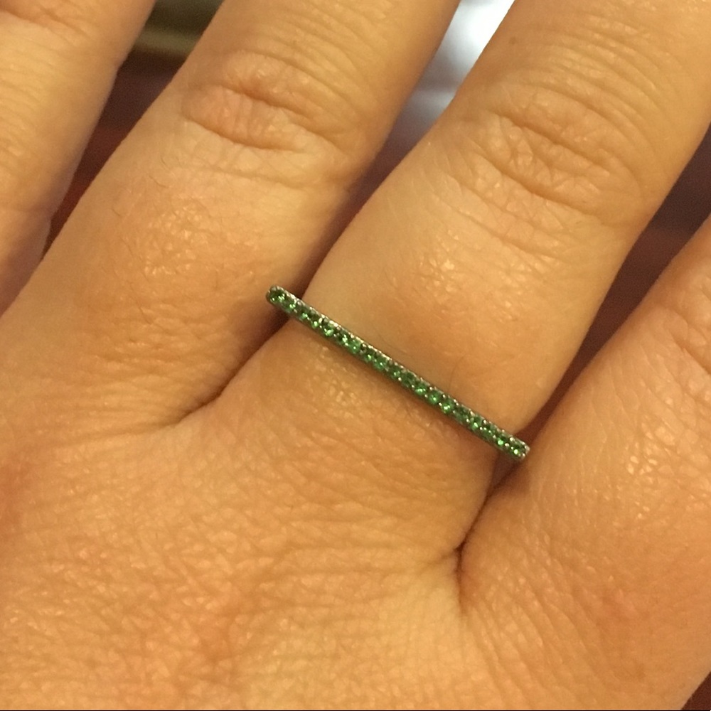 Green crystal pewter baublebar ring